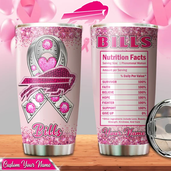 Buffalo Bills Pink Breast Cancer Tumbler